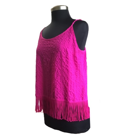Lilly Pulitzer Naeem Top Adjustable Spaghetti Straps Fringe Berry Sangri Medium - Picture 3 of 7